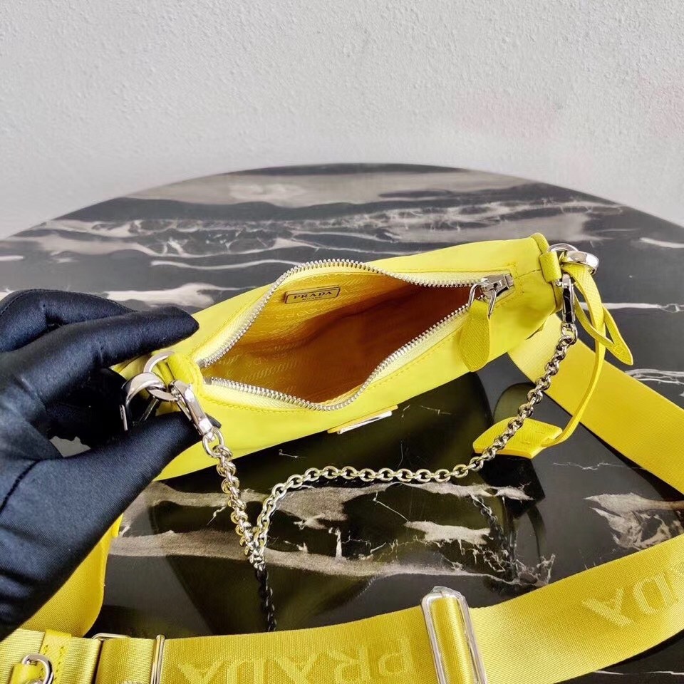 Pra*a pineapple yellow nylon re-edition 2005 shoulder bag