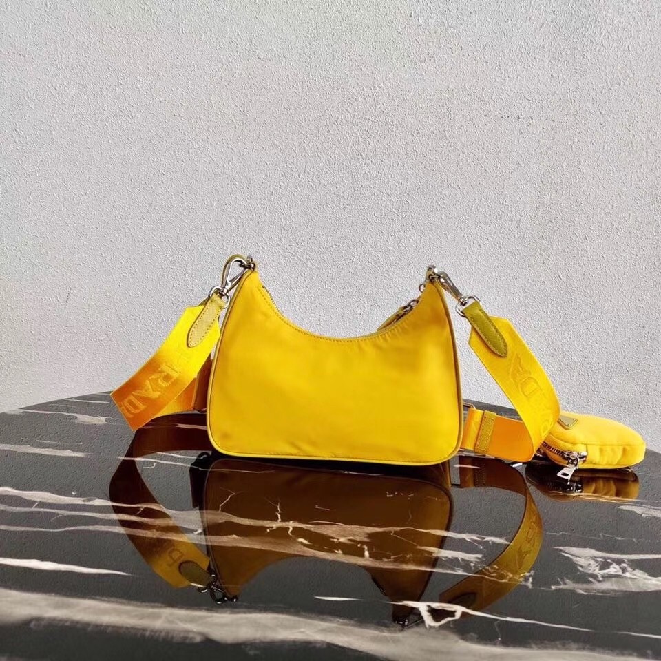 Pra*a yellow nylon re-edition 2005 shoulder bag