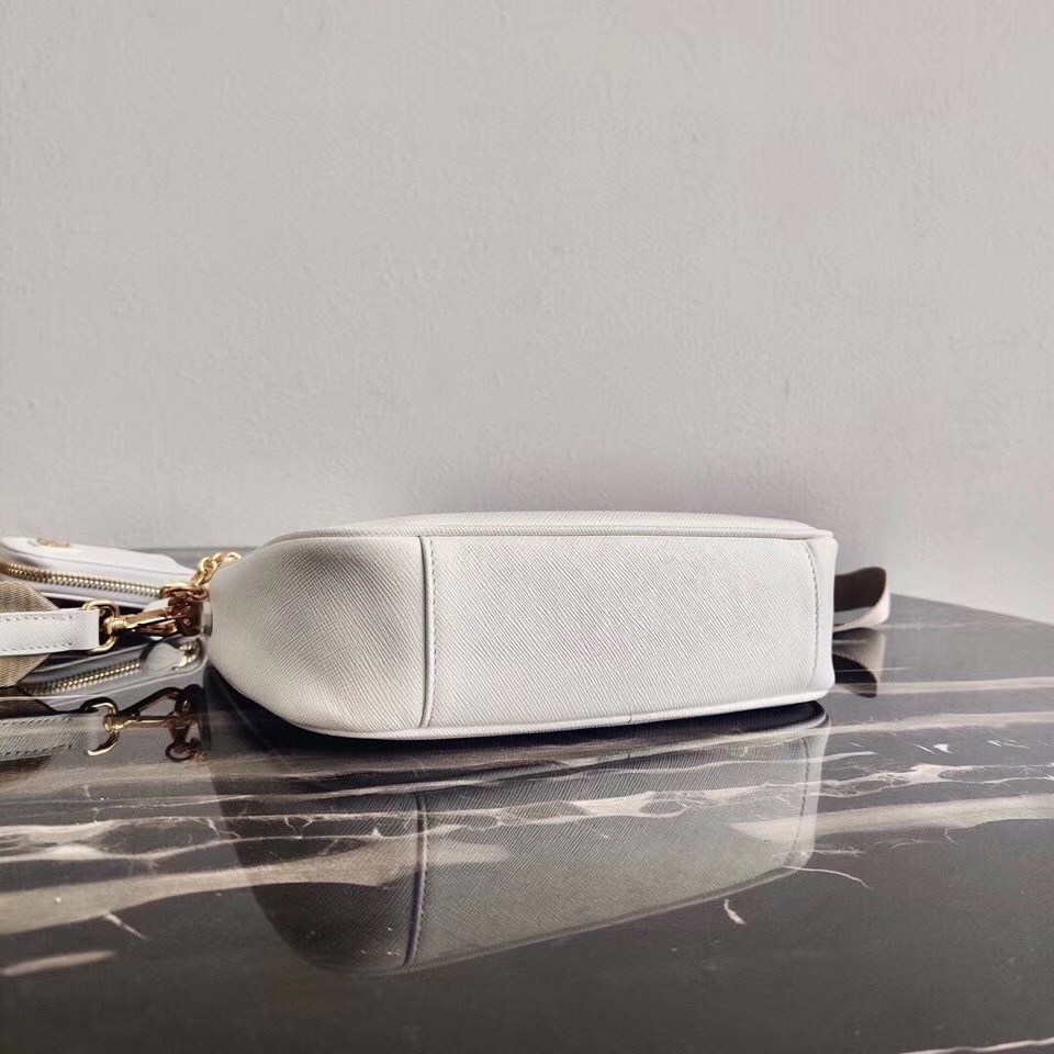 Pra*a re-edition 2005 shoulder bag in white saffiano leather