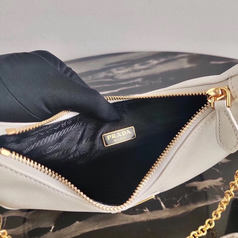 Pra*a re-edition 2005 shoulder bag in white saffiano leather
