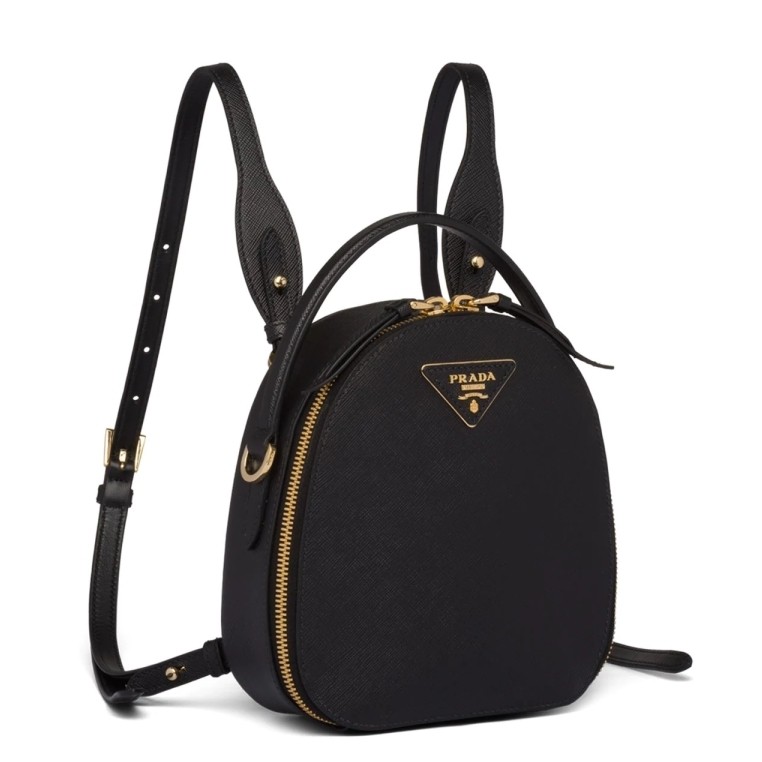Pra*a odette backpack in black saffiano leather