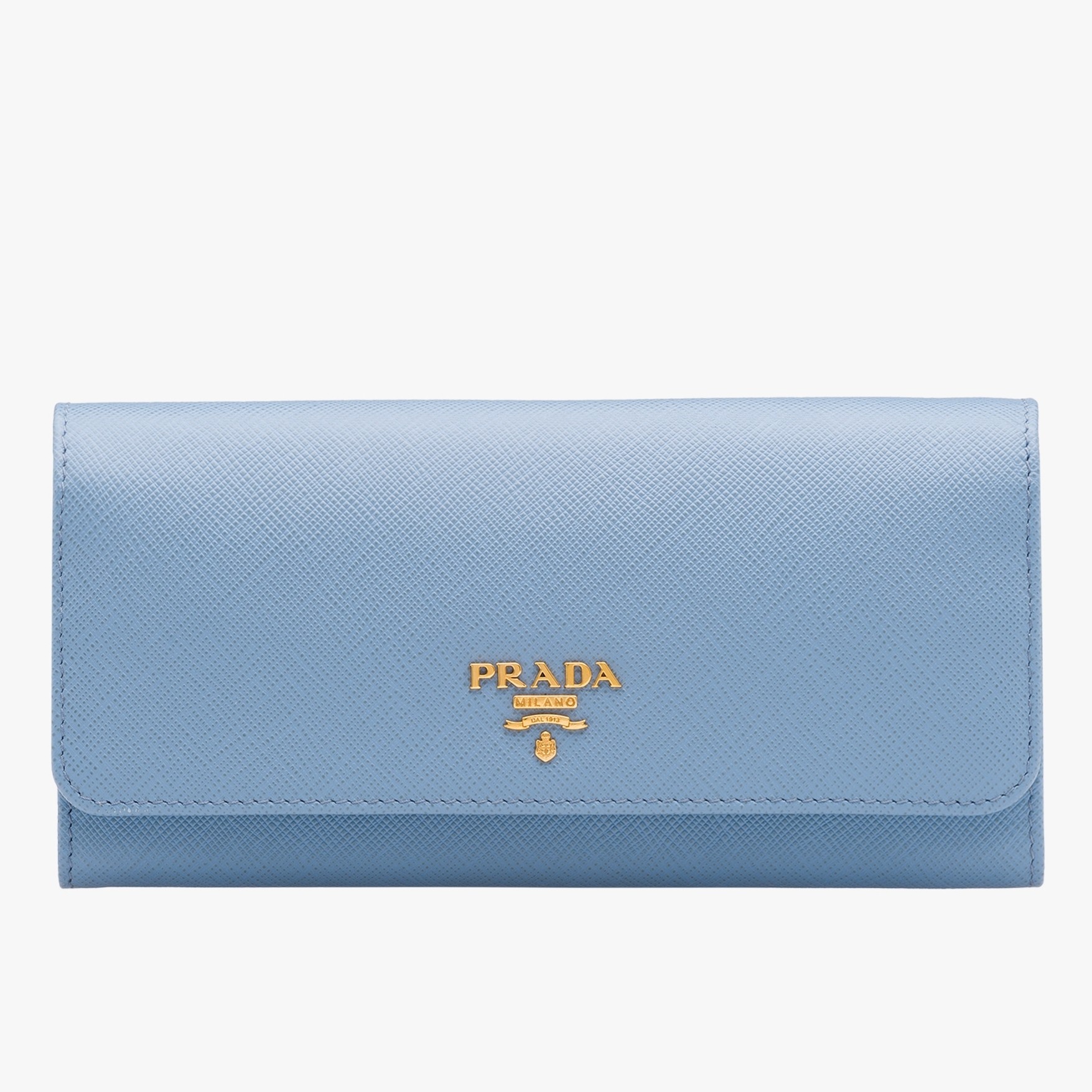 Pra*a continental wallet in light blue saffiano leather