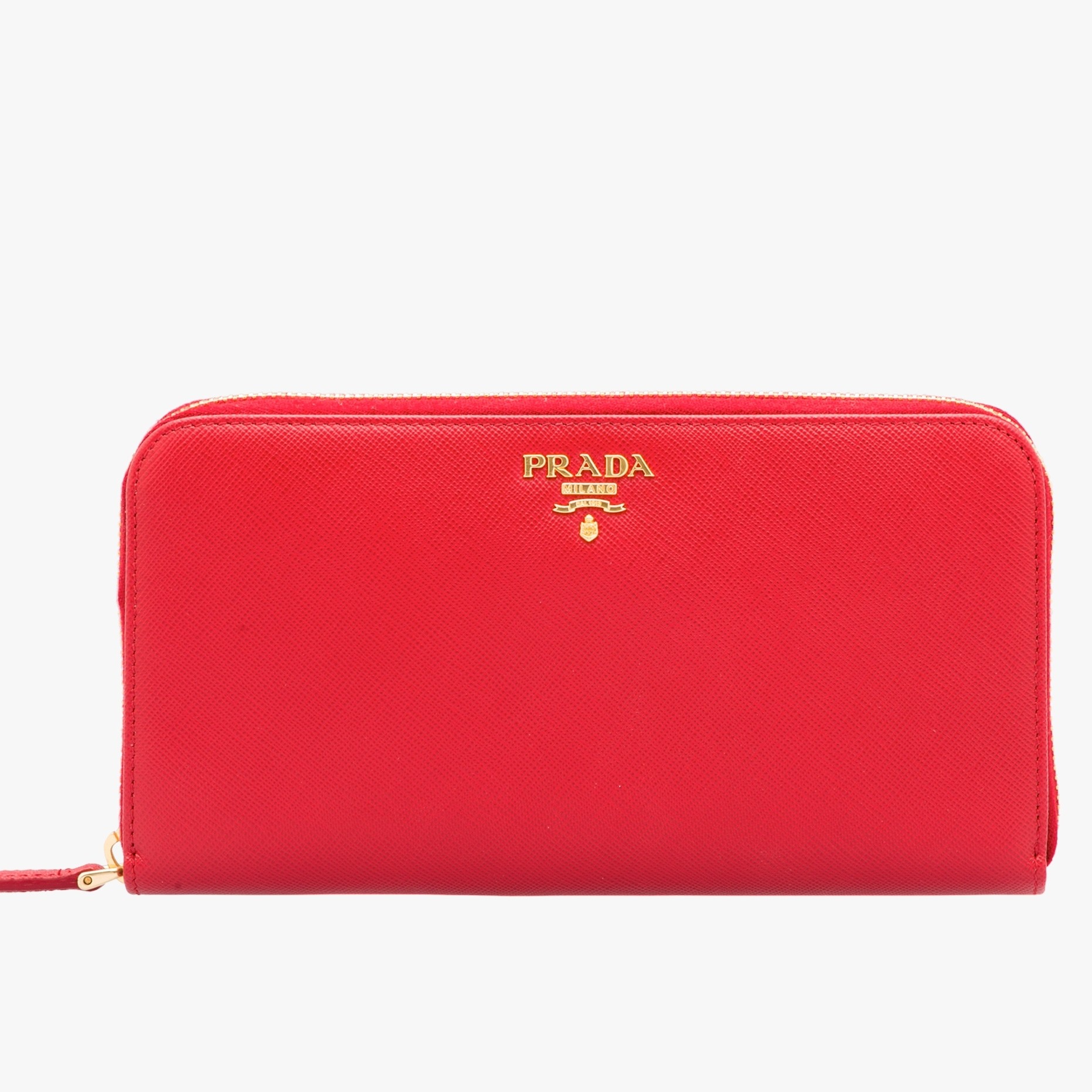Pra*a zipped wallet in red saffiano leather