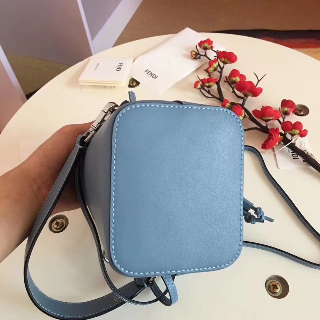 F**di mon tresor mini bucket bag in blue calfskin