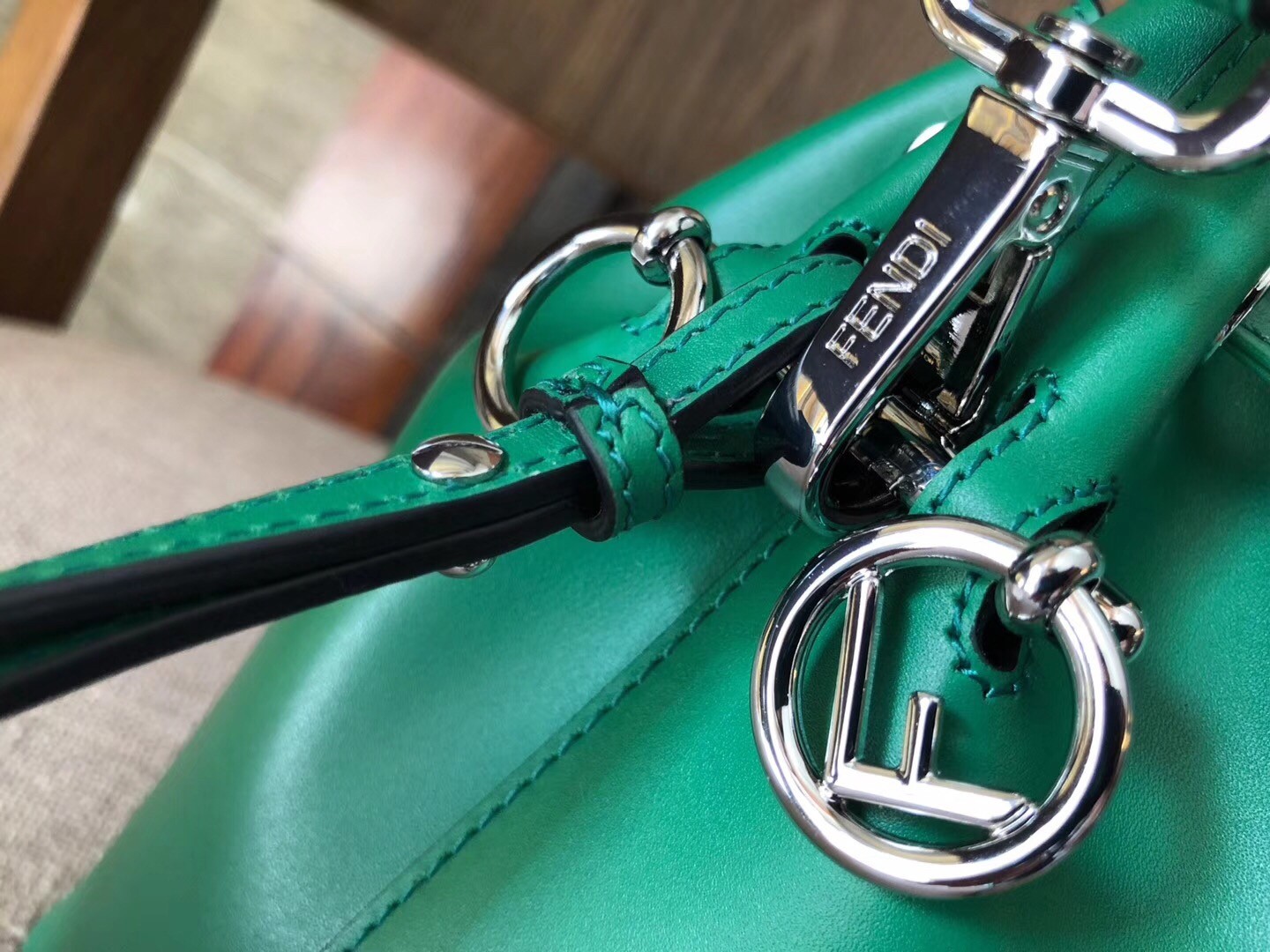 F**di mon tresor mini bucket bag in green calfskin