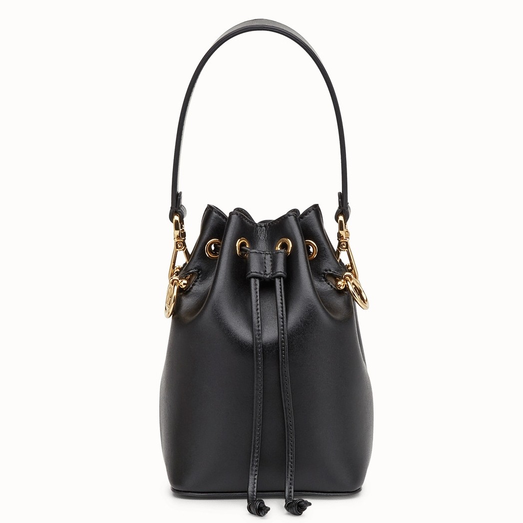 F**di mon tresor mini bucket bag in black calfskin