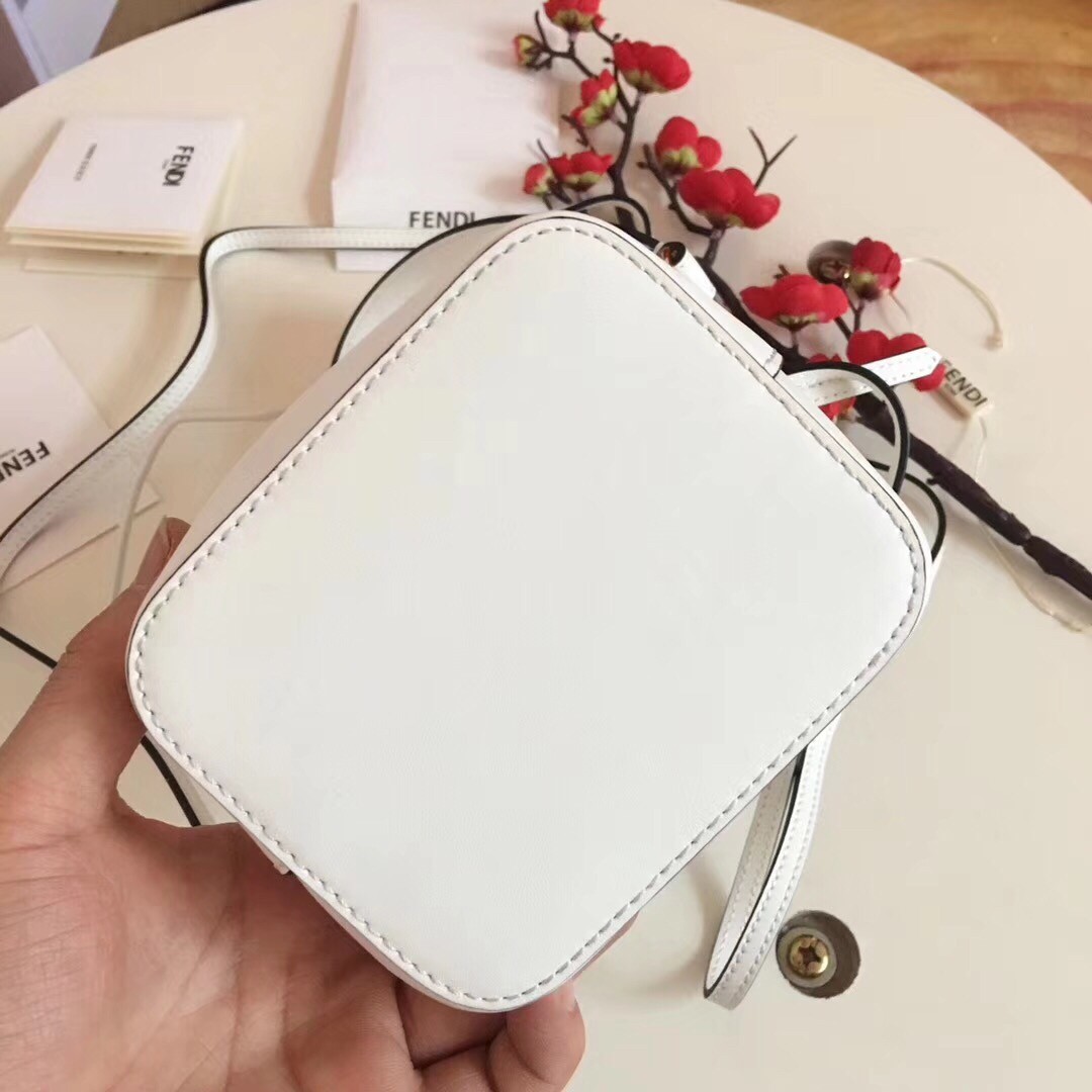 F**di mon tresor mini bucket bag in white calfskin