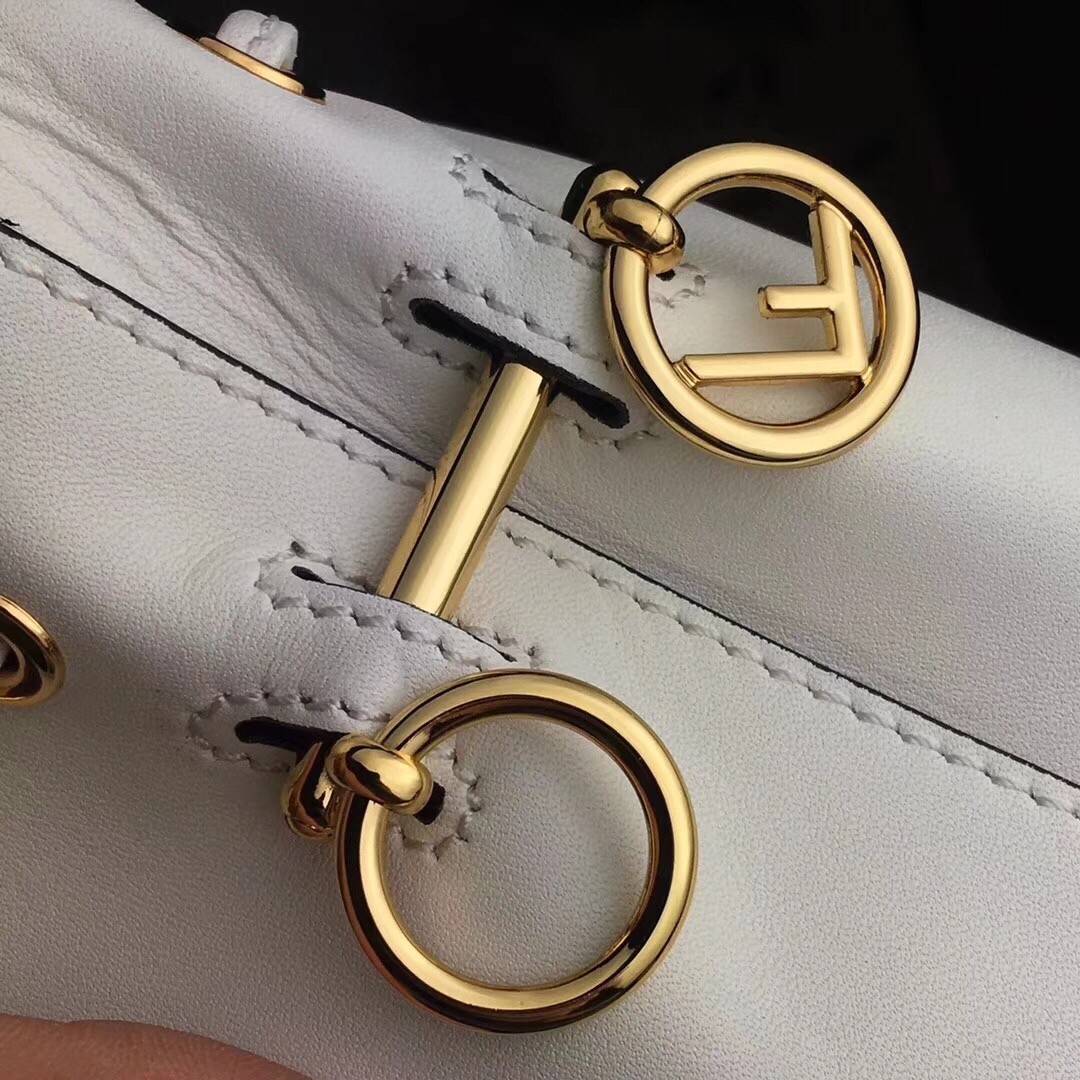 F**di mon tresor mini bucket bag in white calfskin