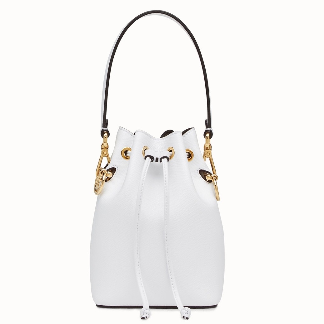 F**di mon tresor mini bucket bag in white calfskin