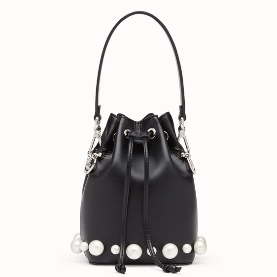 F**di black mini mon tresor pearls bucket bag