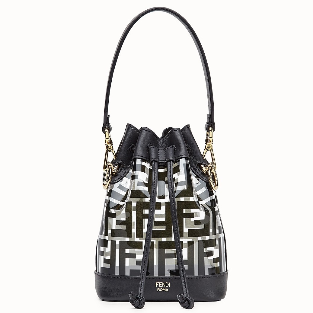 F**di black mon tresor mini bucket bag in transparent pu