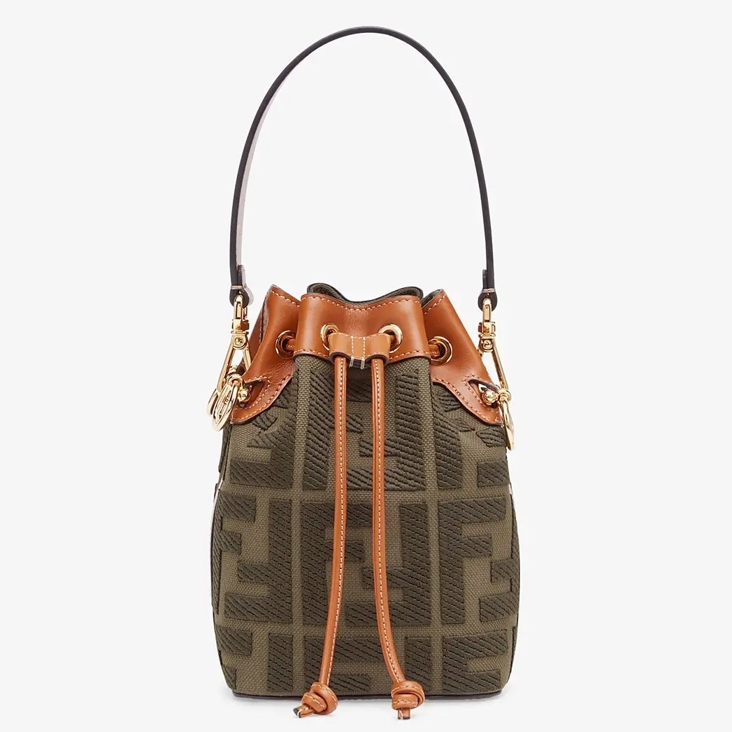 F**di mon tresor mini bucket bag in green denim