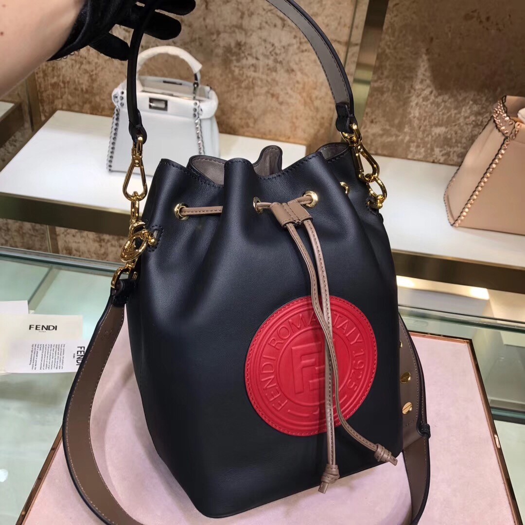 F**di small mon tresor red circle logo bag