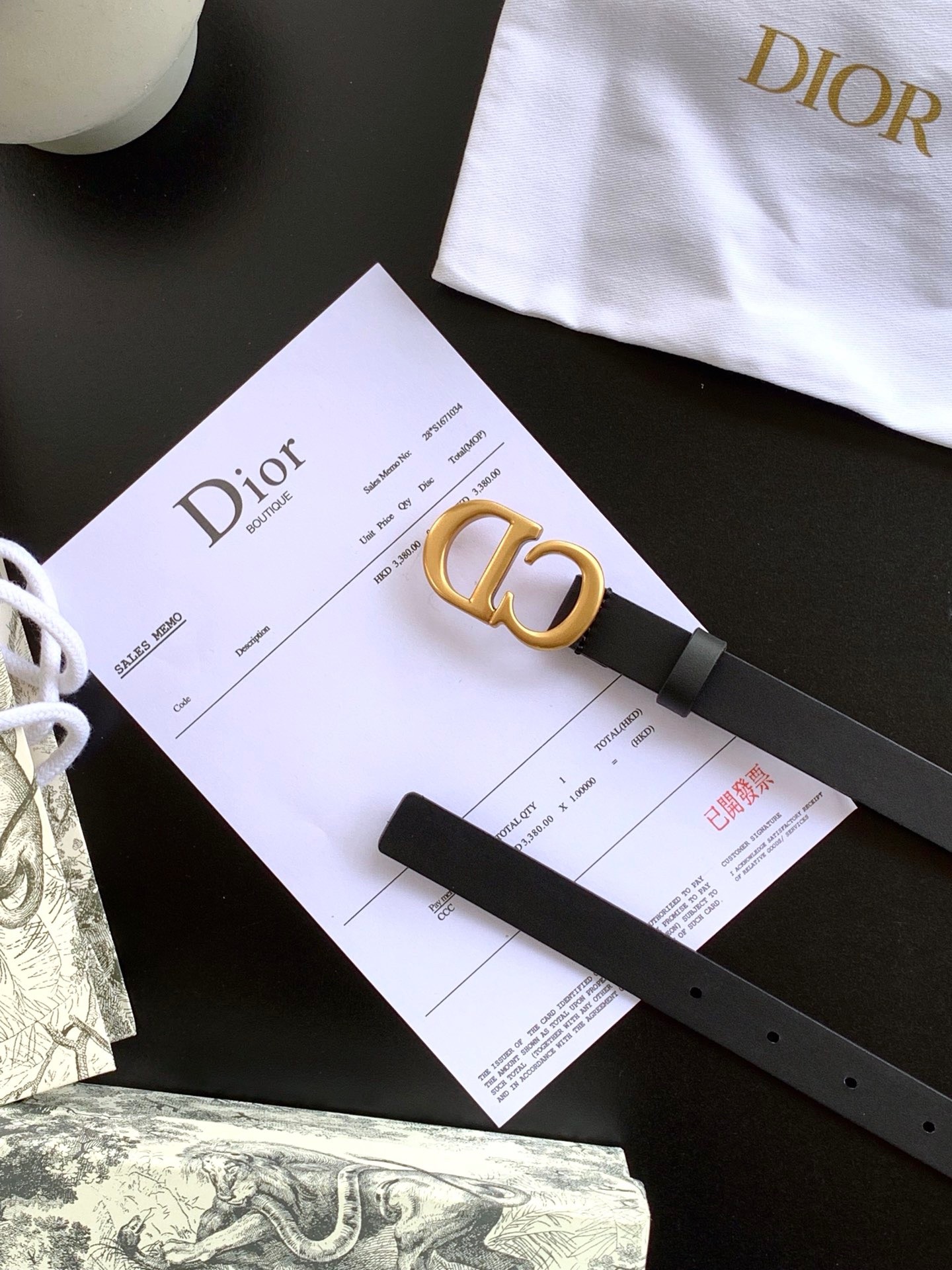 D*or saddle 20mm belt in black calfskin