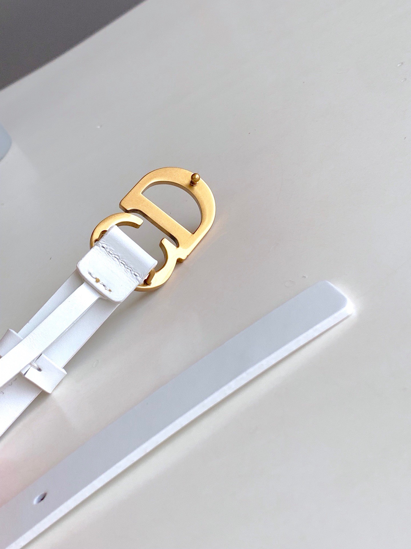 D*or saddle 20mm belt in white calfskin