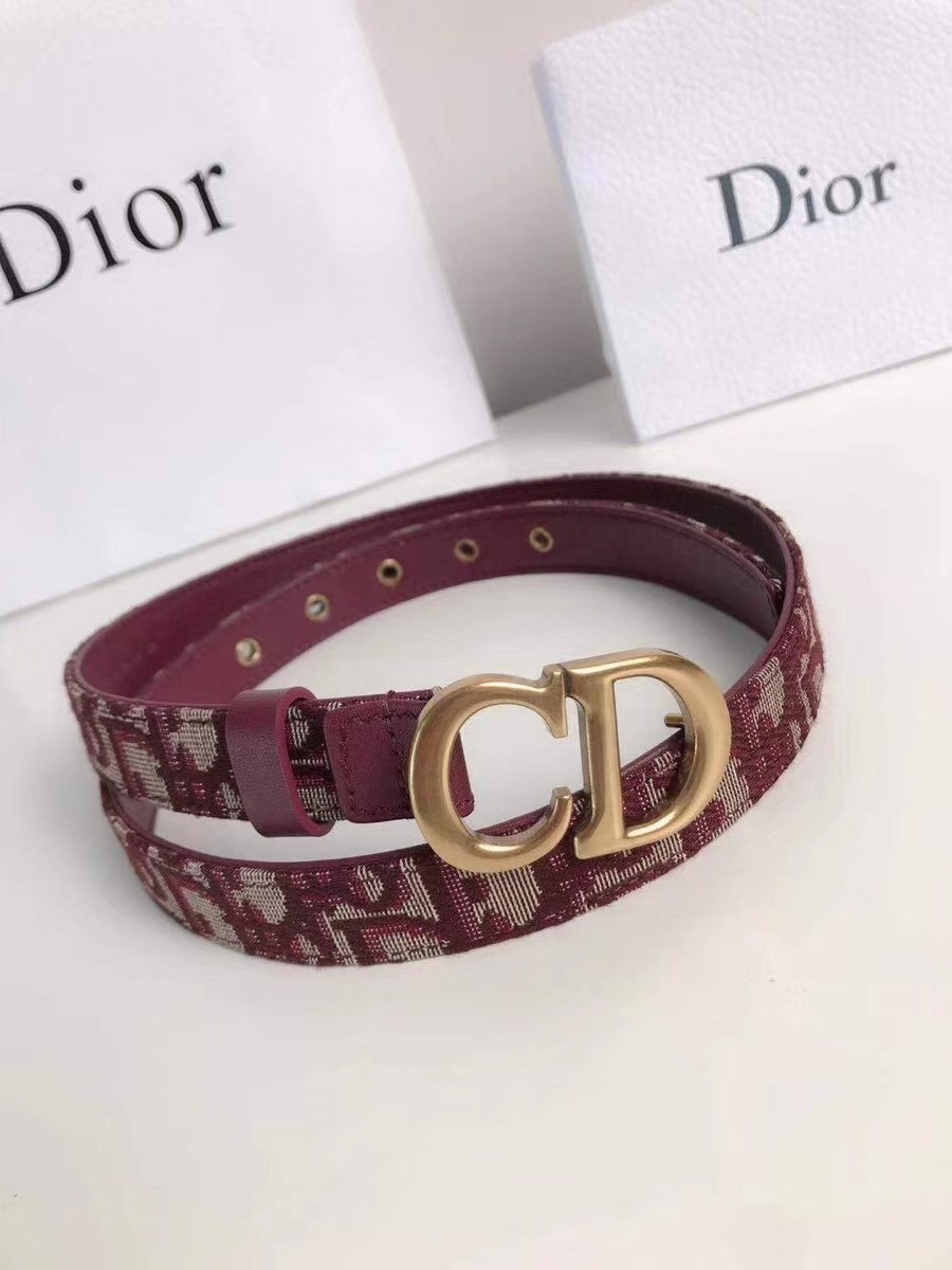 D*or saddle 20mm belt in bordeaux D*or oblique jacquard