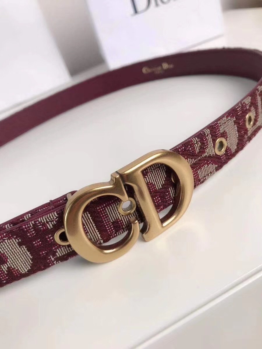 D*or saddle 20mm belt in bordeaux D*or oblique jacquard