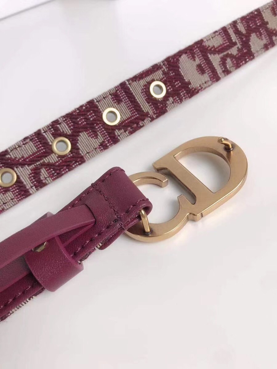 D*or saddle 20mm belt in bordeaux D*or oblique jacquard