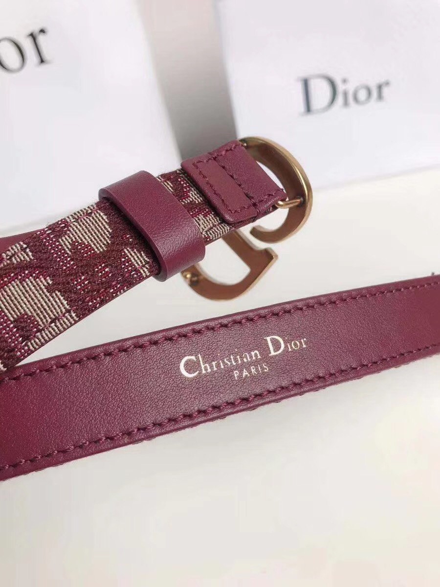 D*or saddle 20mm belt in bordeaux D*or oblique jacquard
