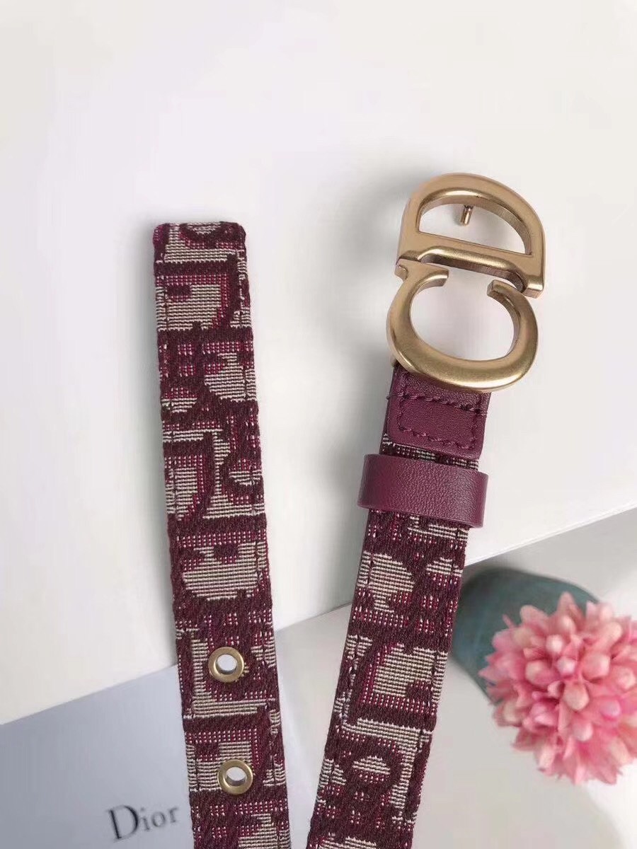 D*or saddle 20mm belt in bordeaux D*or oblique jacquard