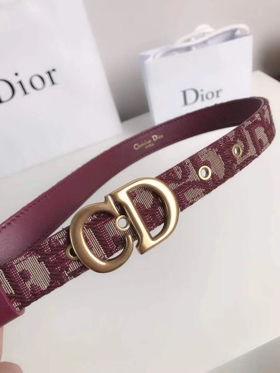 D*or saddle 20mm belt in bordeaux D*or oblique jacquard