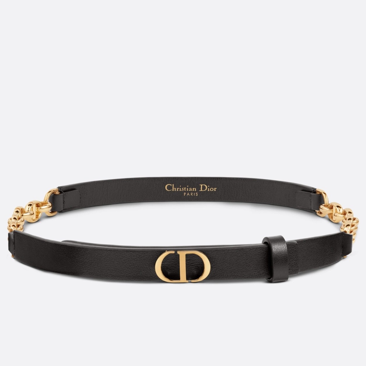 D*or caro 15mm belt in black calfskin and chain