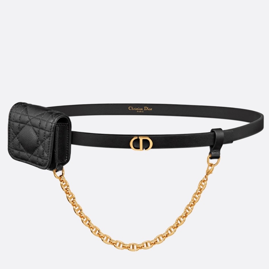 D*or caro 15mm belt with removable pouch in black calfskin