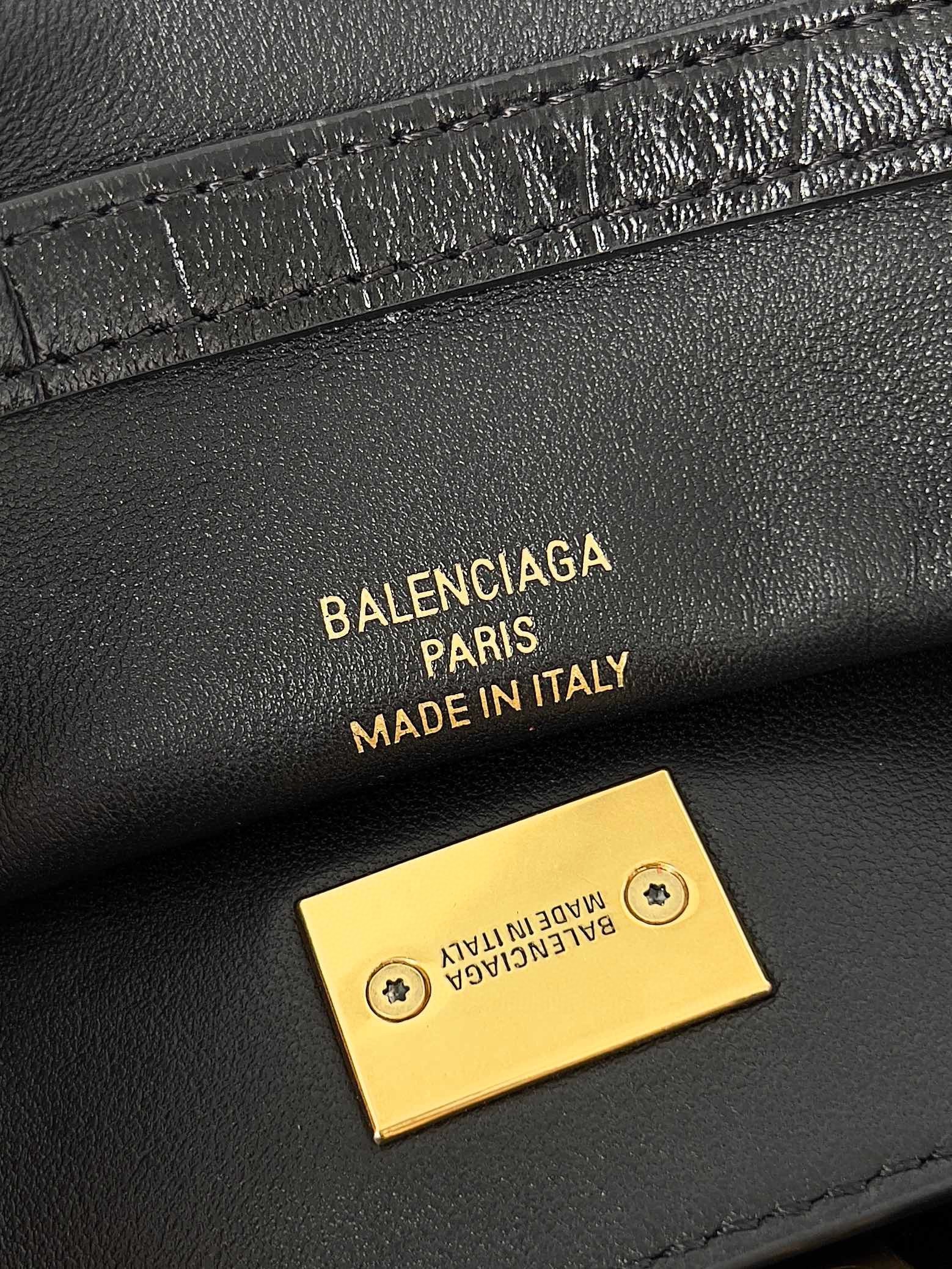 Ba*len*cia*ga rodeo mini bag in black crocodile embossed calfskin