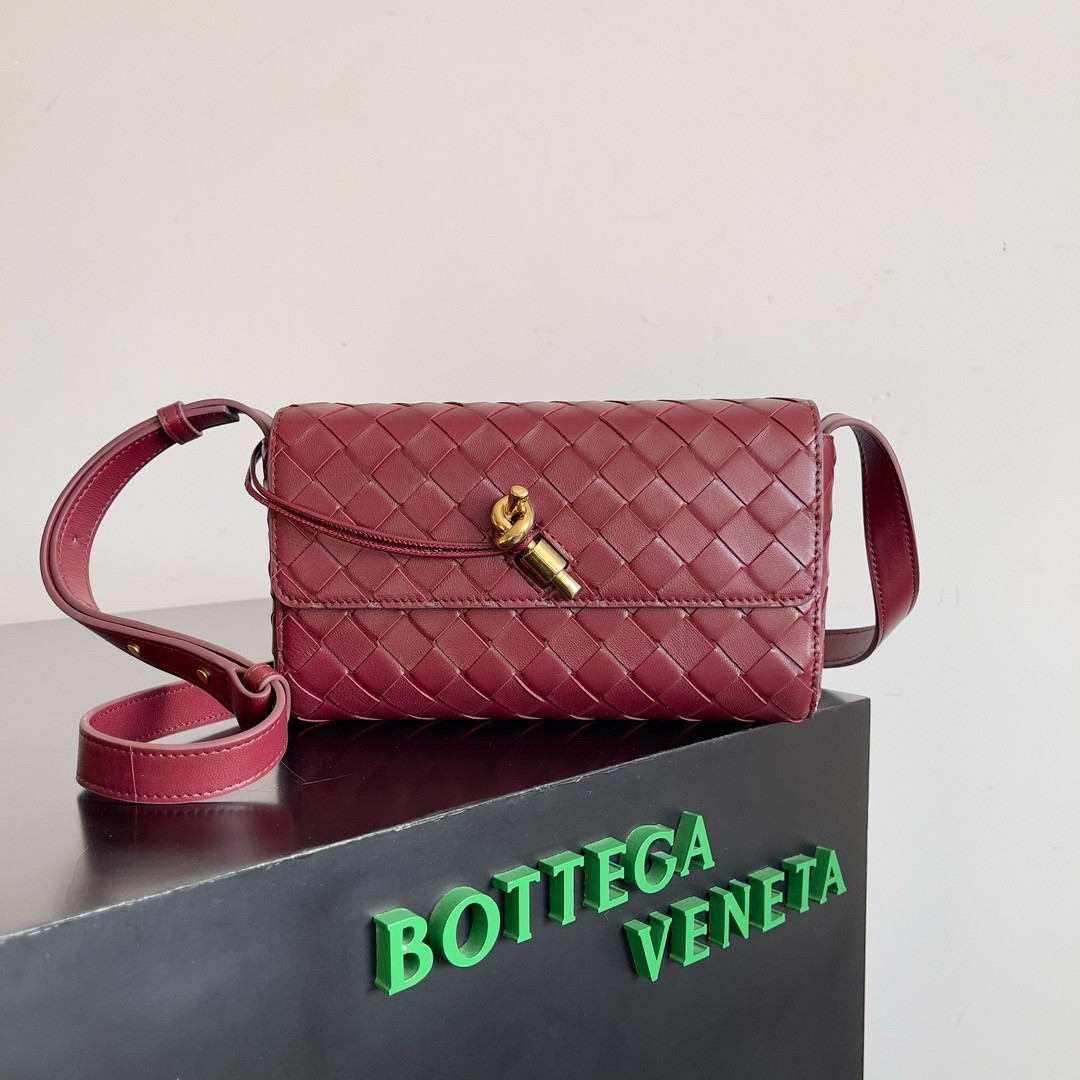 bo*te*ga Ve*ne*ta mini andiamo cross-body bag in barolo intrecciato lambskin