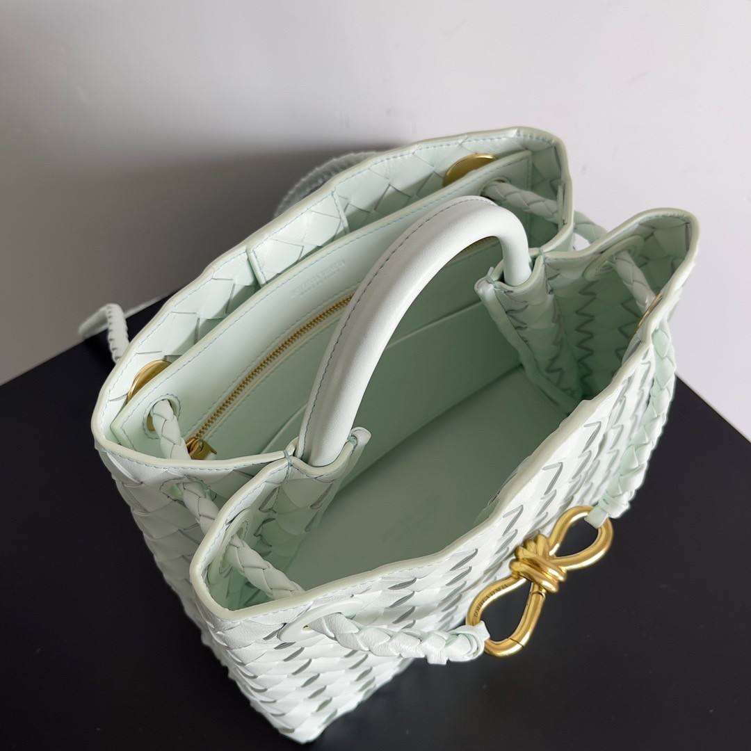 bo*te*ga Ve*ne*ta small andiamo bag in glacier intrecciato lambskin