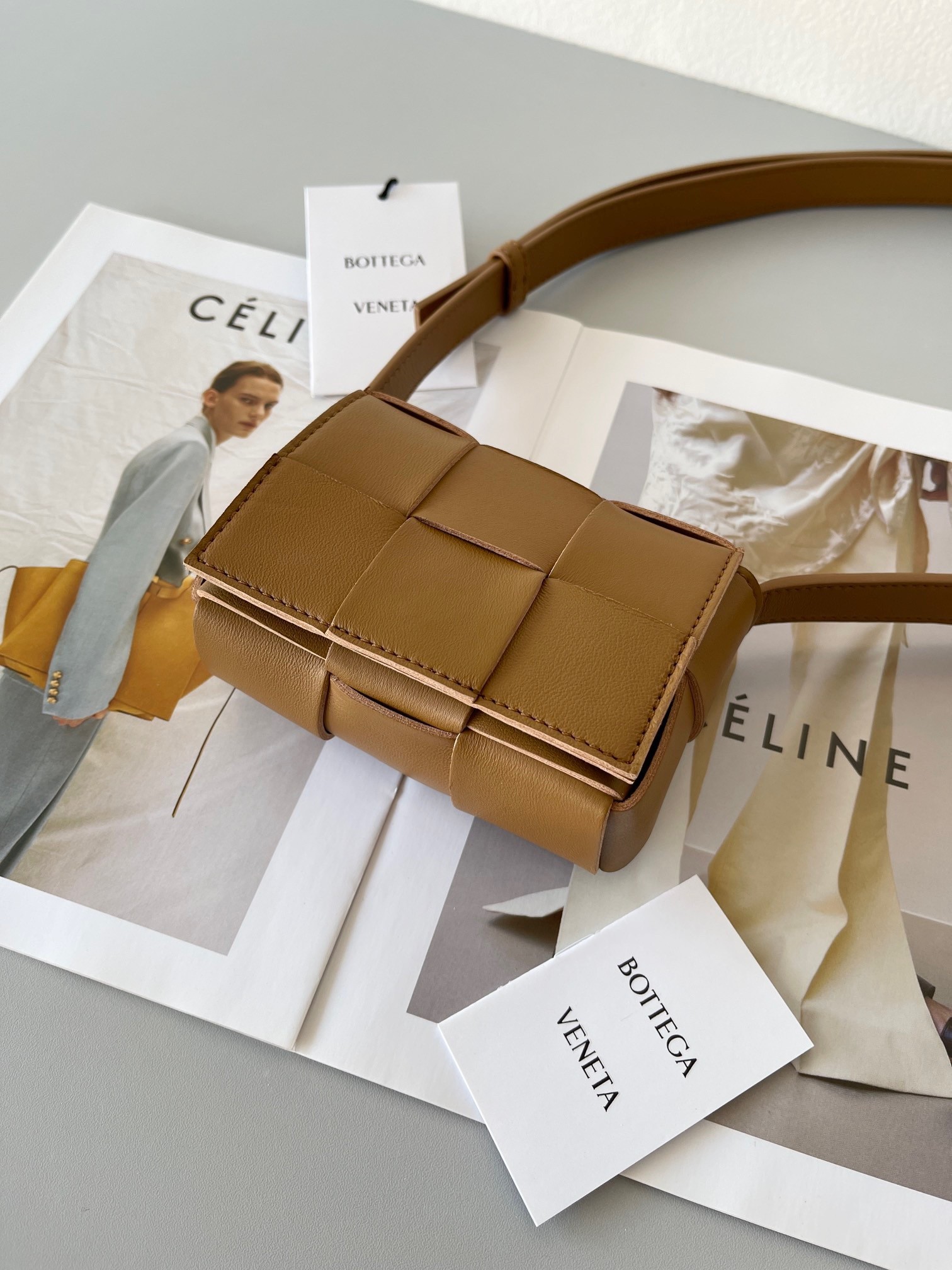 bo*te*ga Ve*ne*ta candy cassette bag in acorn lambskin