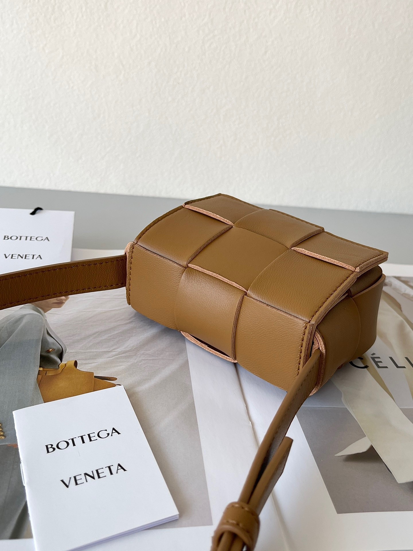 bo*te*ga Ve*ne*ta candy cassette bag in acorn lambskin