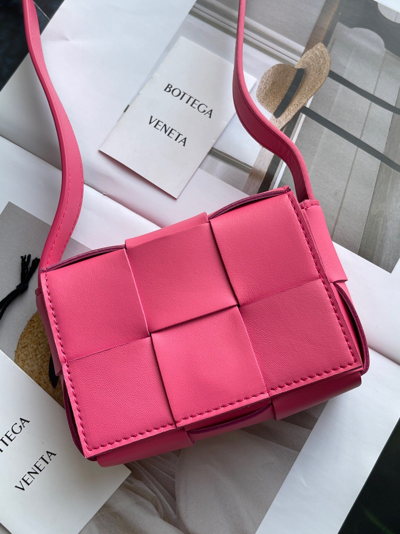 bo*te*ga Ve*ne*ta candy cassette bag in cranberry lambskin