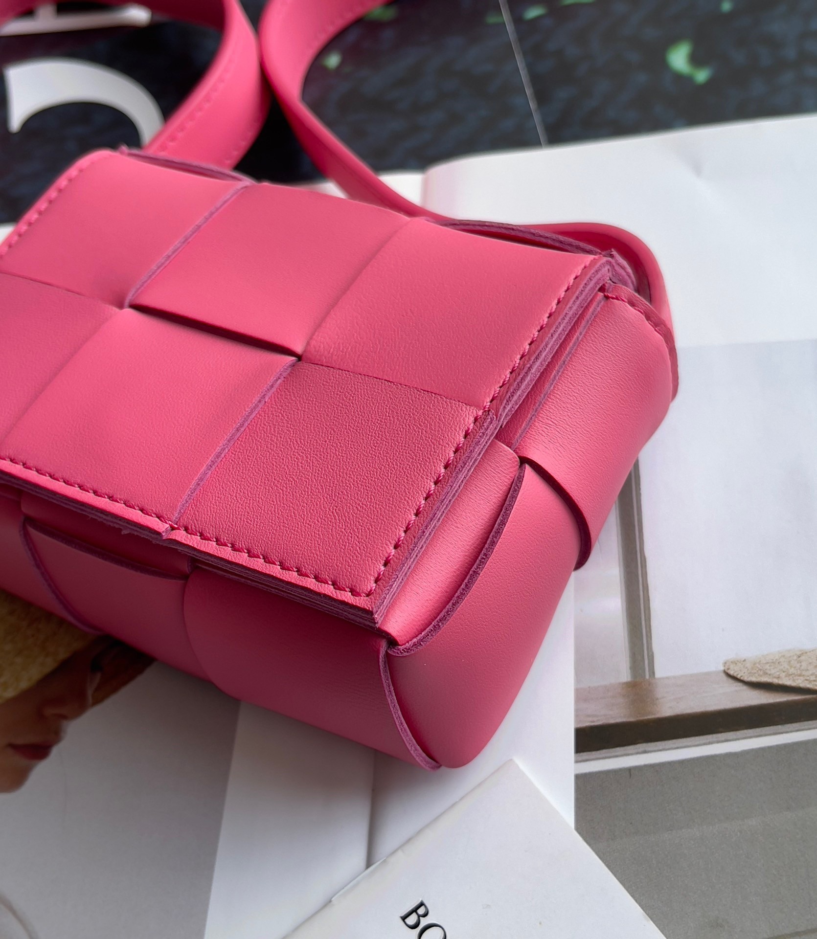 bo*te*ga Ve*ne*ta candy cassette bag in cranberry lambskin
