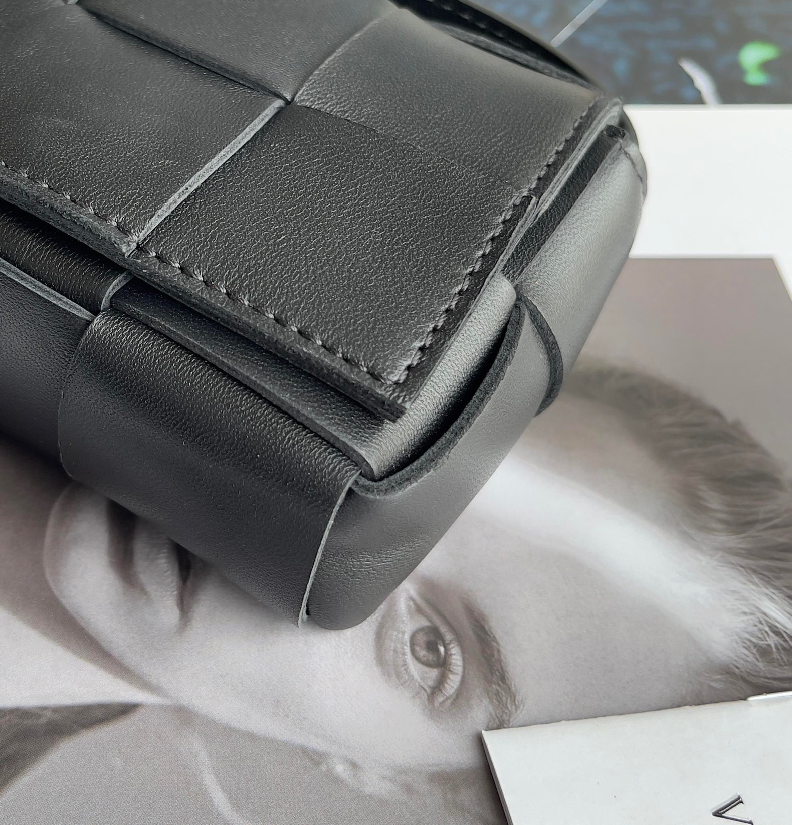 bo*te*ga Ve*ne*ta candy cassette bag in black lambskin
