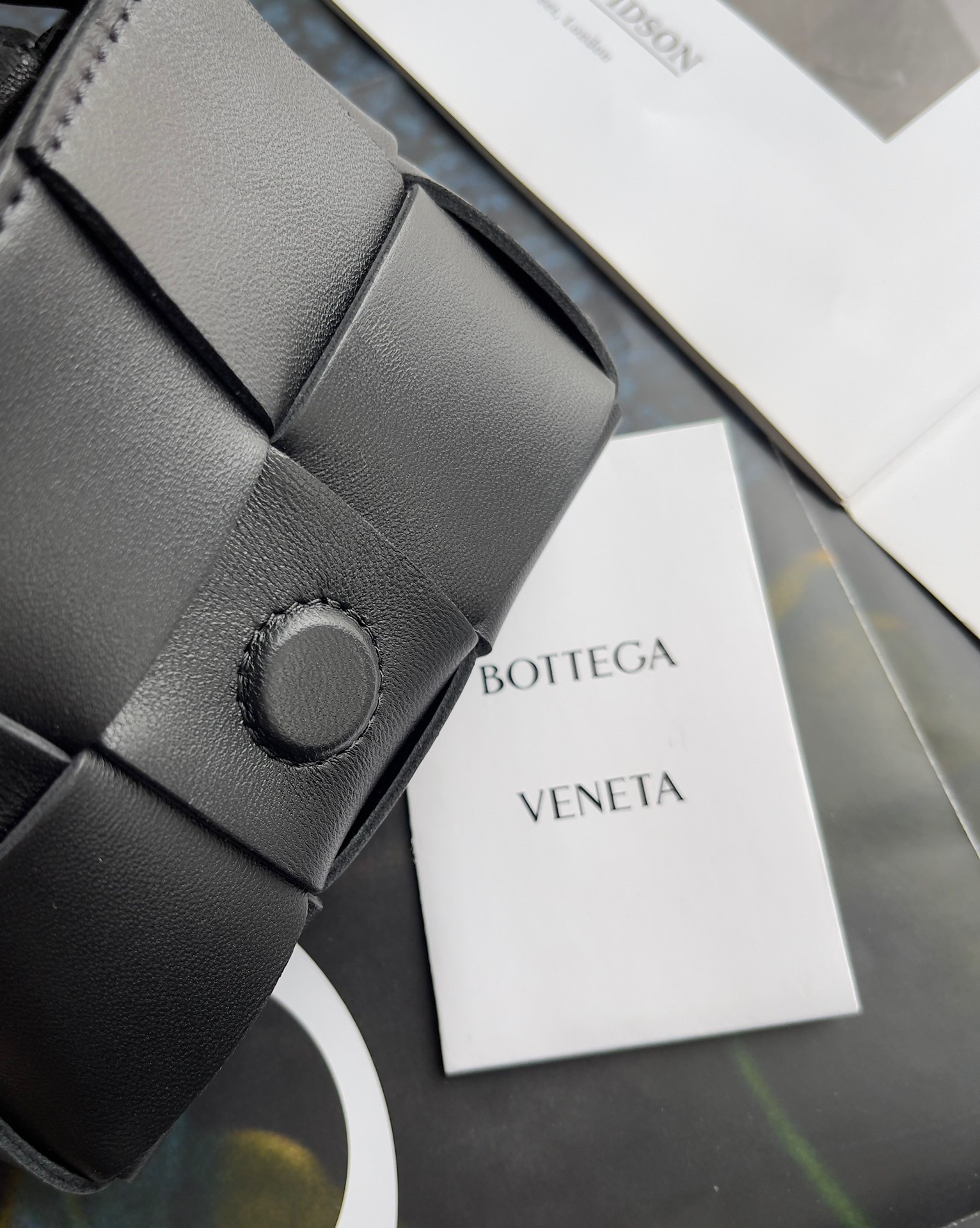 bo*te*ga Ve*ne*ta candy cassette bag in black lambskin