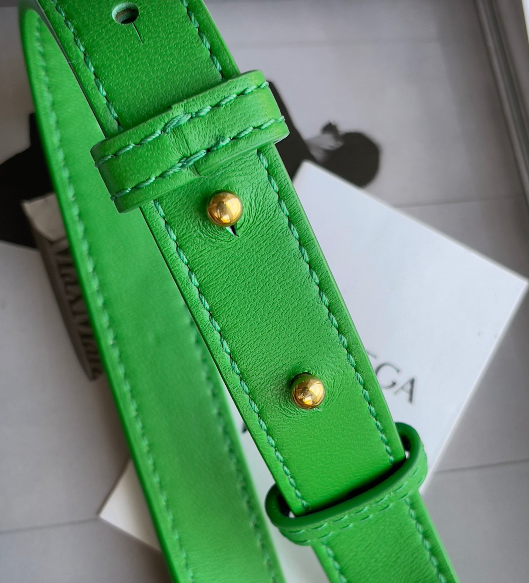 bo*te*ga Ve*ne*ta candy cassette bag in parakeet lambskin