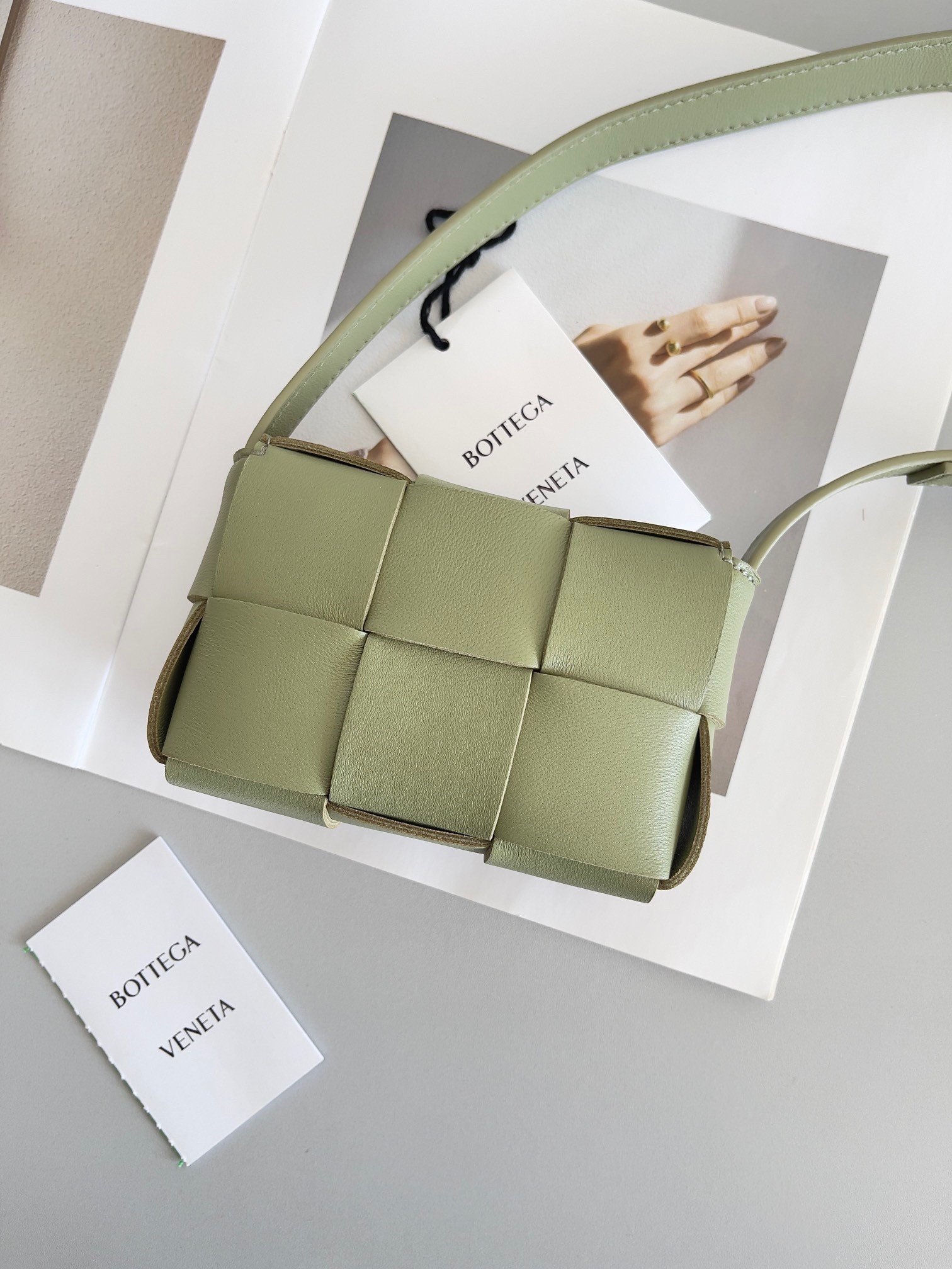 bo*te*ga Ve*ne*ta candy cassette bag in travertine lambskin