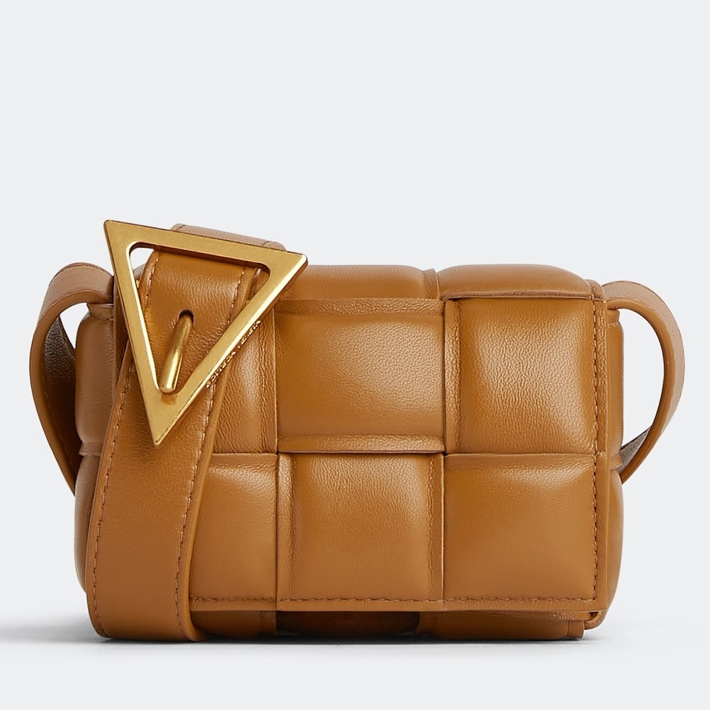 bo*te*ga Ve*ne*ta candy padded cassette bag in camel lambskin