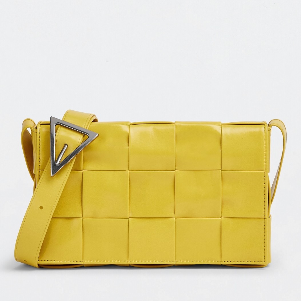 bo*te*ga Ve*ne*ta cassett bag in yellow wrinkled calfskin