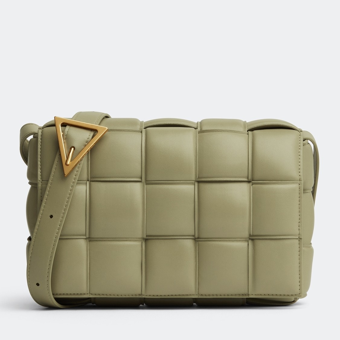 bo*te*ga Ve*ne*ta padded cassette bag in travertine lambskin
