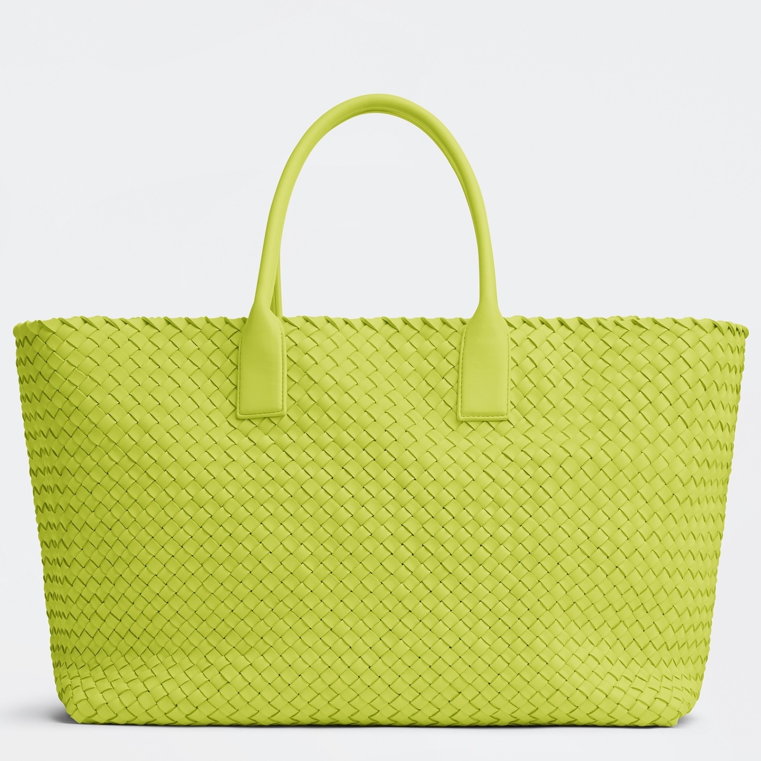 bo*te*ga Ve*ne*ta large cabat bag in acid kiwi intrecciato lambskin