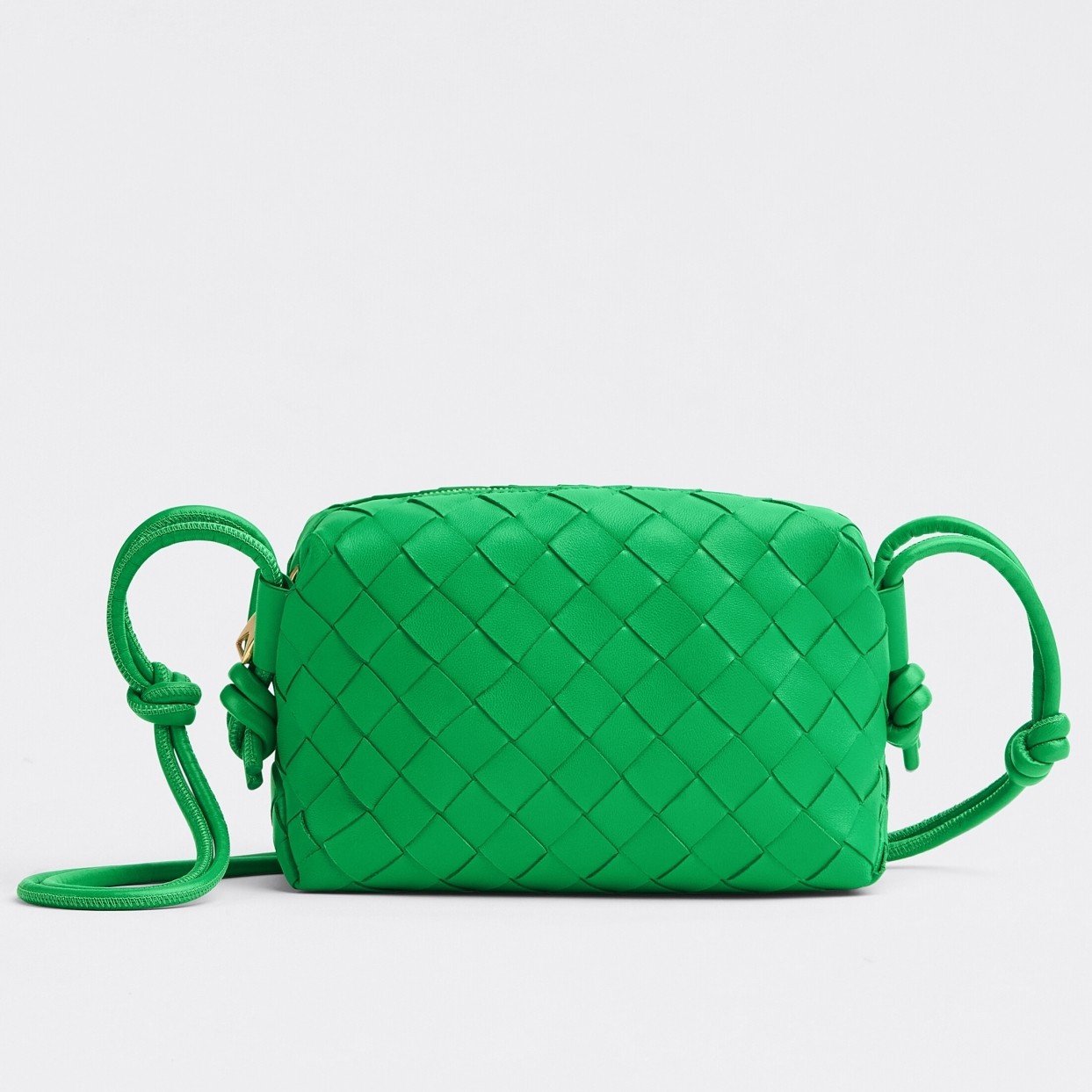 bo*te*ga Ve*ne*ta mini loop bag in green intrecciato lambskin