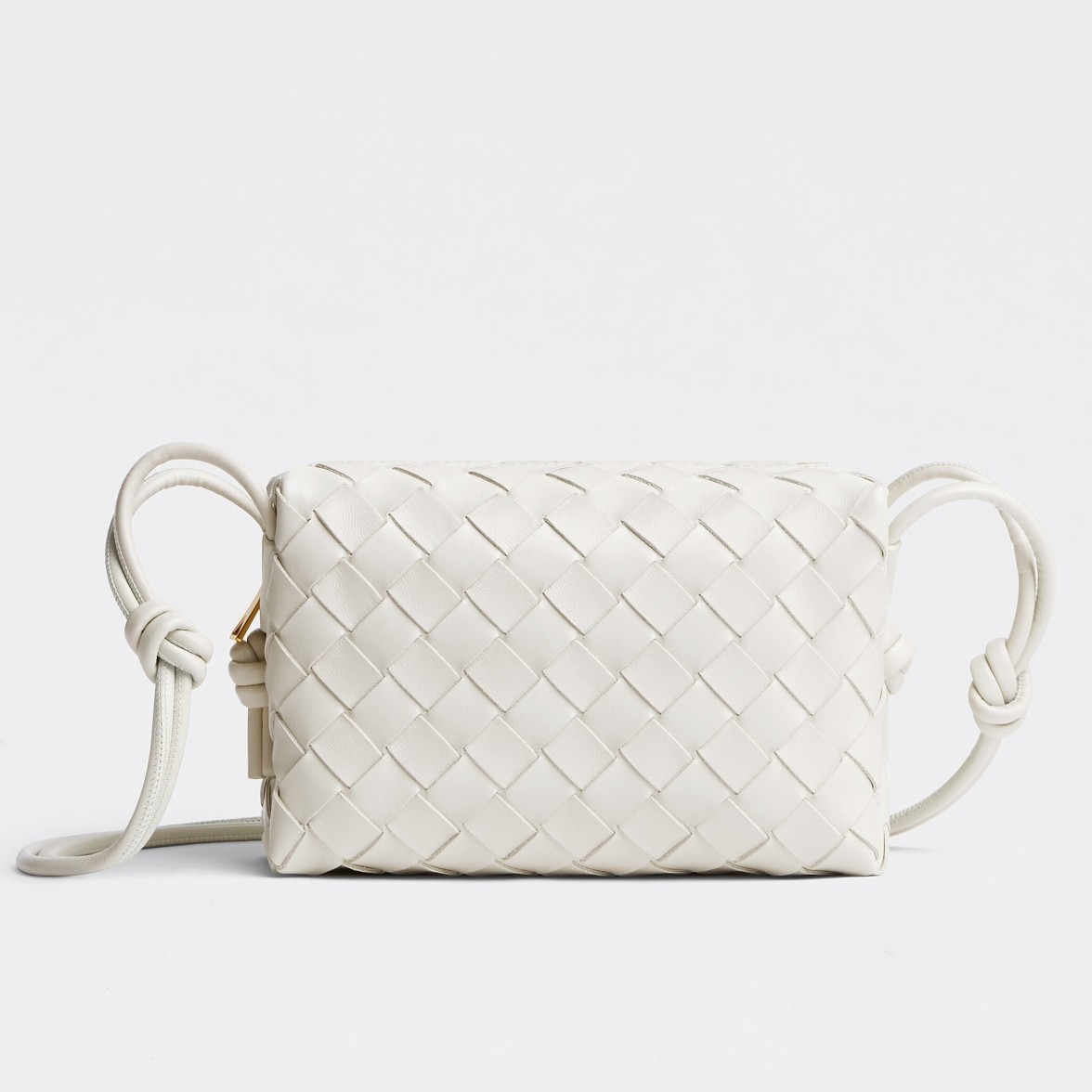 bo*te*ga Ve*ne*ta loop mini bag in white intrecciato lambskin