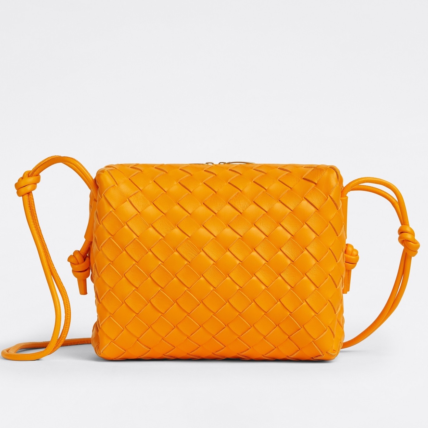 bo*te*ga Ve*ne*ta loop small bag in orange intrecciato lambskin