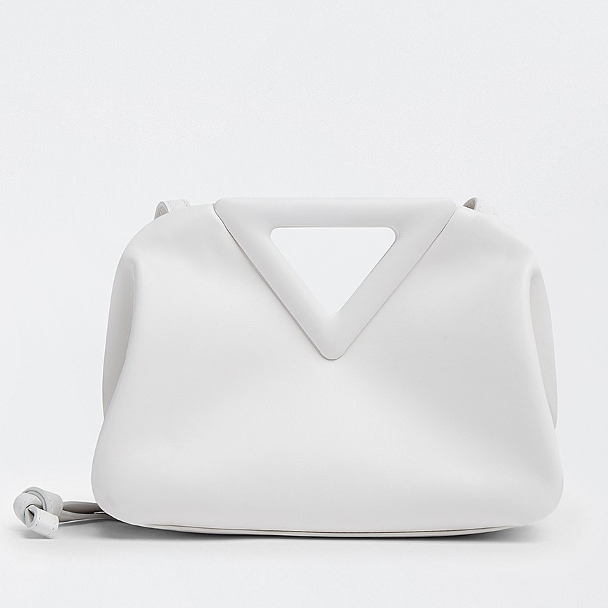 bo*te*ga Ve*ne*ta small point top handle bag in white leather