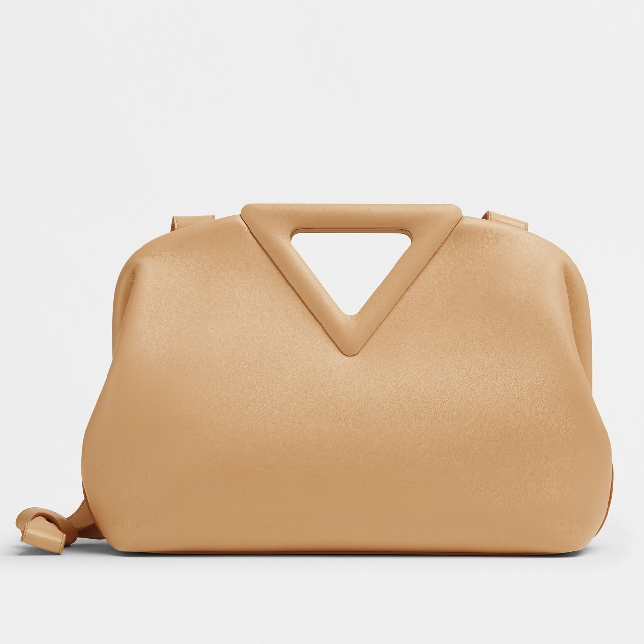 bo*te*ga Ve*ne*ta medium point top handle bag in beige leather