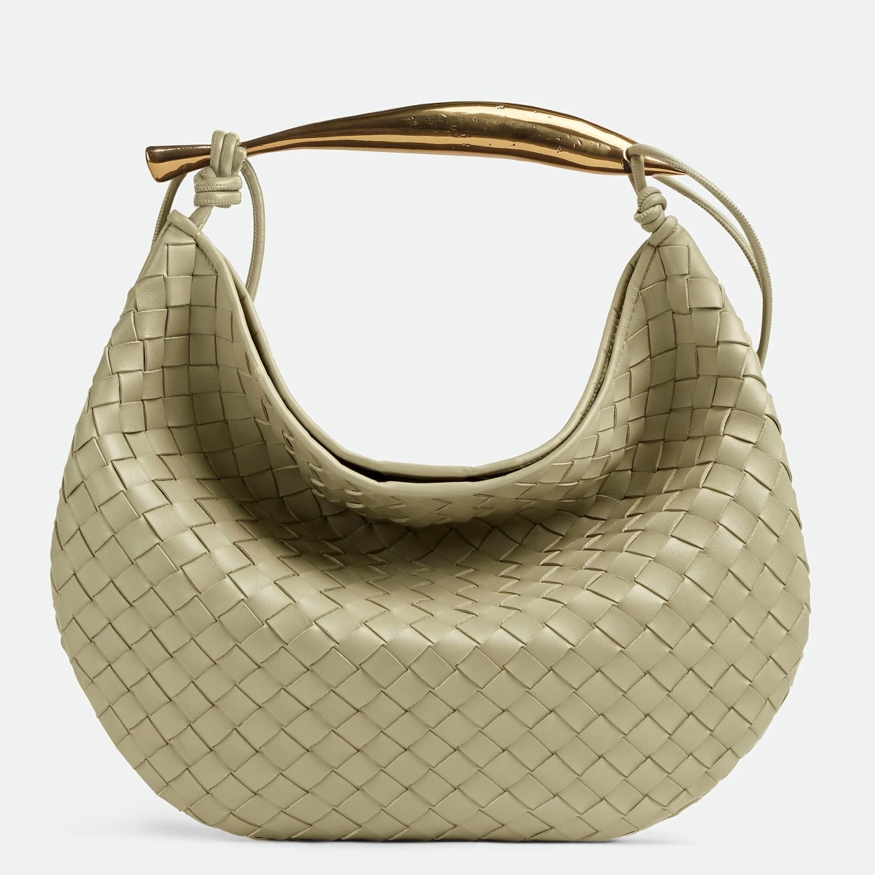 bo*te*ga Ve*ne*ta sardine medium bag in travertine intrecciato lambskin