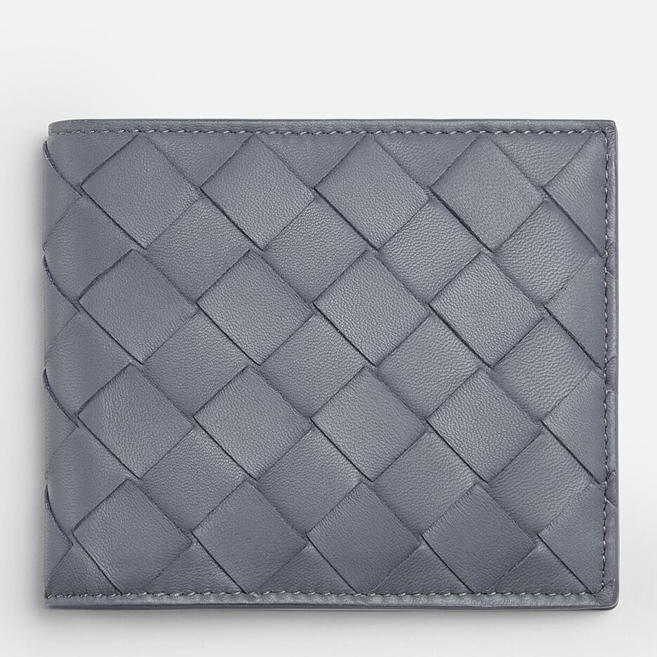 bo*te*ga Ve*ne*ta bi-fold wallet in thunder intrecciato calfskin