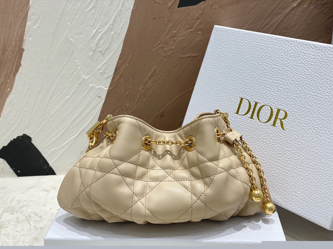 D*or ammi small bag in sand pink macrocannage lambskin